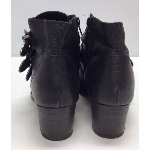 ASOS Black Leather Silver Buckle Boots Booties With Heel Women’s Size 10 - Picture 6 of 16